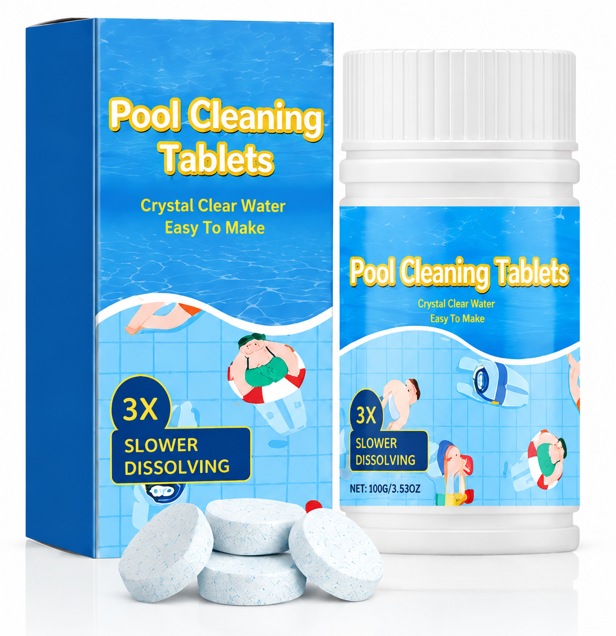 🏊 Crystal Clear Pool All Season Long Pool🏊 Cleaning Tablets