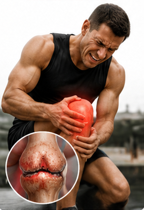 Athlete supporting knee comfort