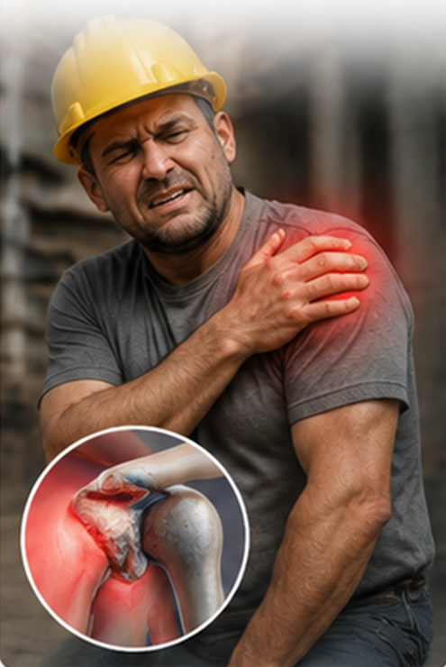 Worker supporting shoulder comfort